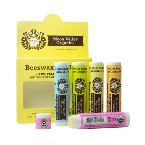 Moon Valley 5 Pack Beeswax Lip Balm