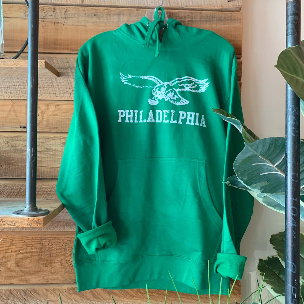 Philadelphia Distressed Eagles Legacy Hoodie Small / Kelly Green