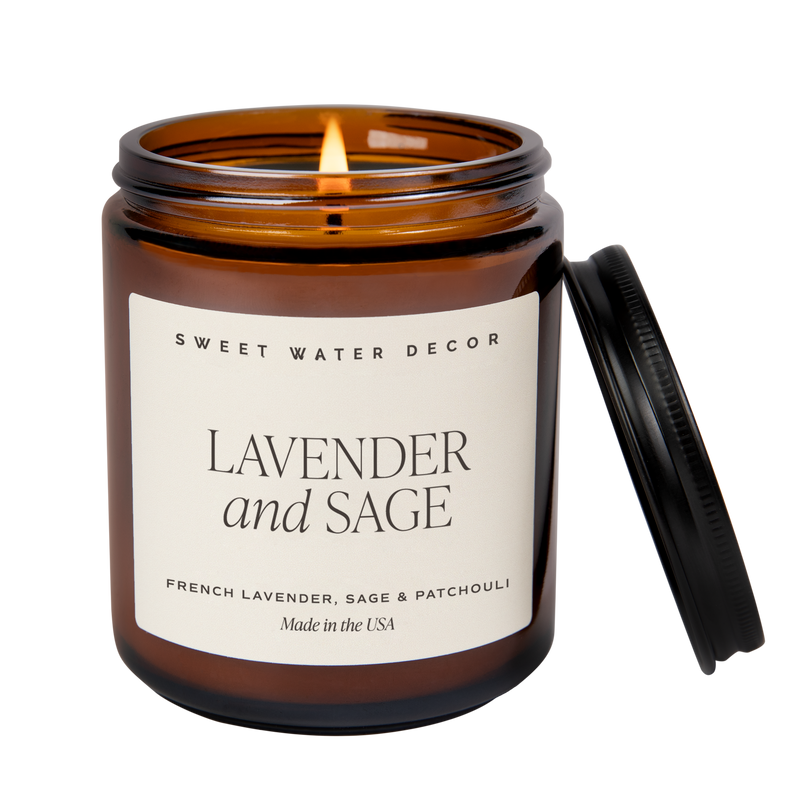 Lavender and Sage Classic Soy Candle - Amber Jar