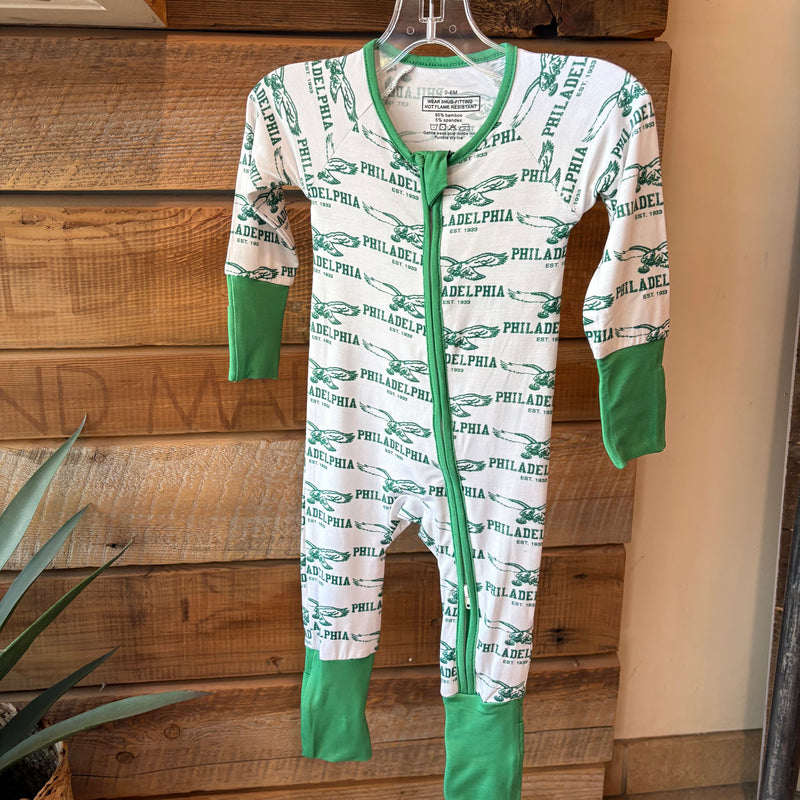 Eagles Baby Zip Up Pajama's