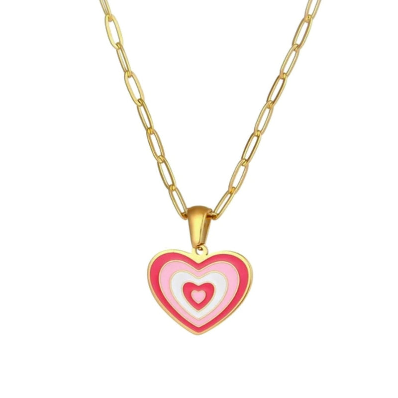 Gold Enamel Heart Necklaces
