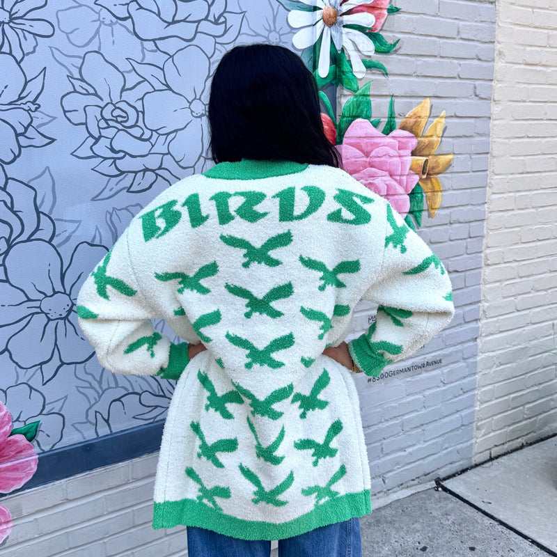 Birds Heavy Weighted Fleece Cardigan