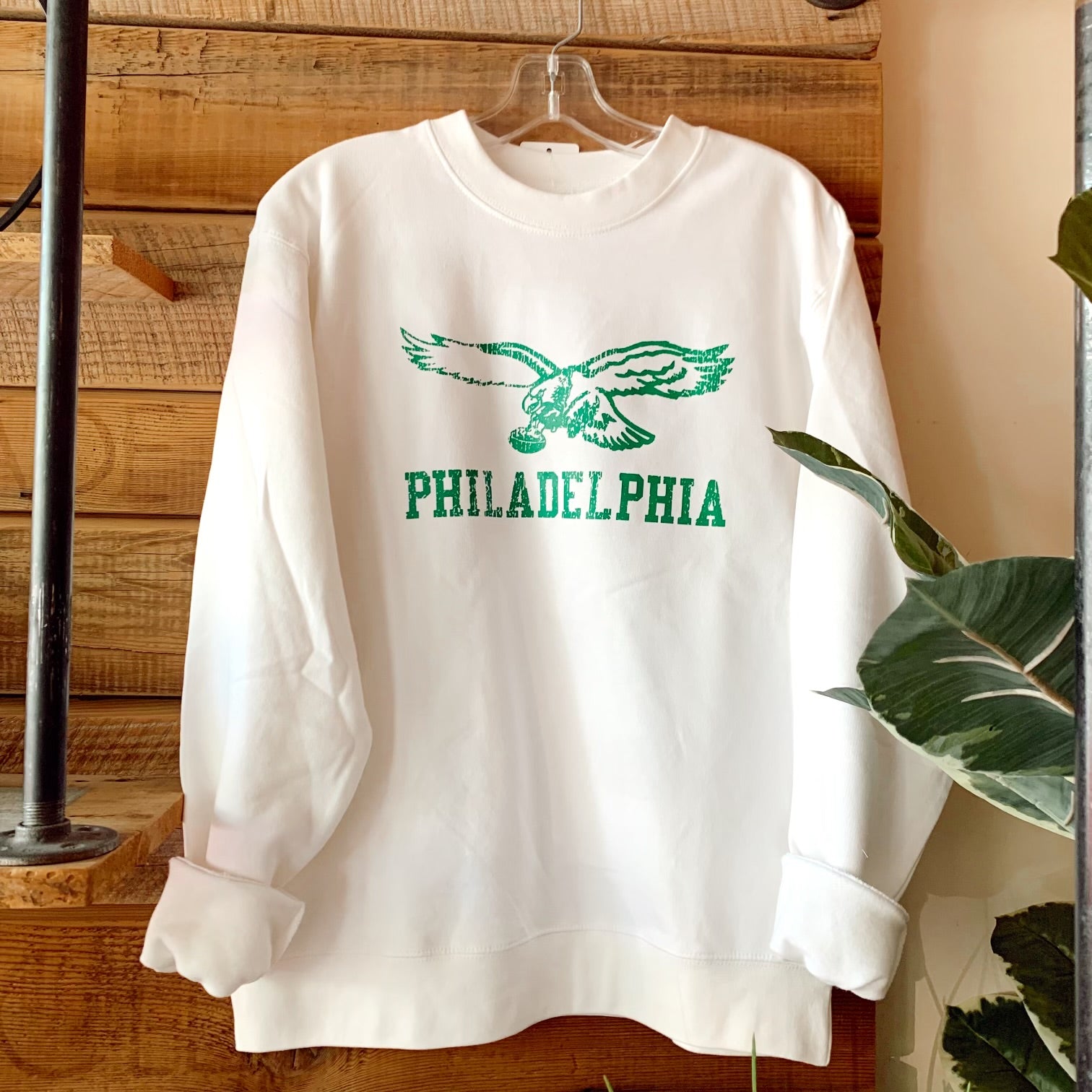 Print and Sew Inc. Philadelphia Distressed Eagles Legacy Crewneck Large / White