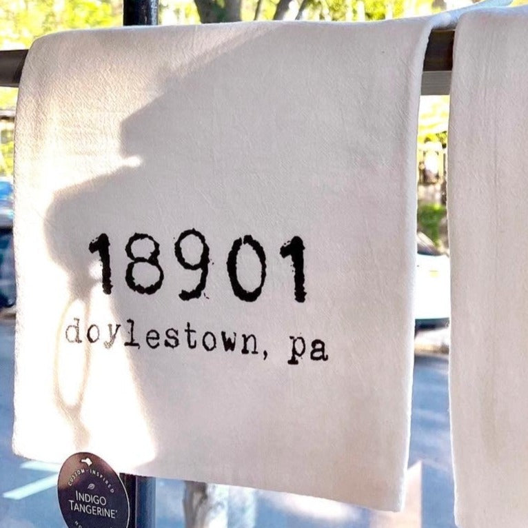 "18901 Doylestown, PA" Cotton Tea Towel