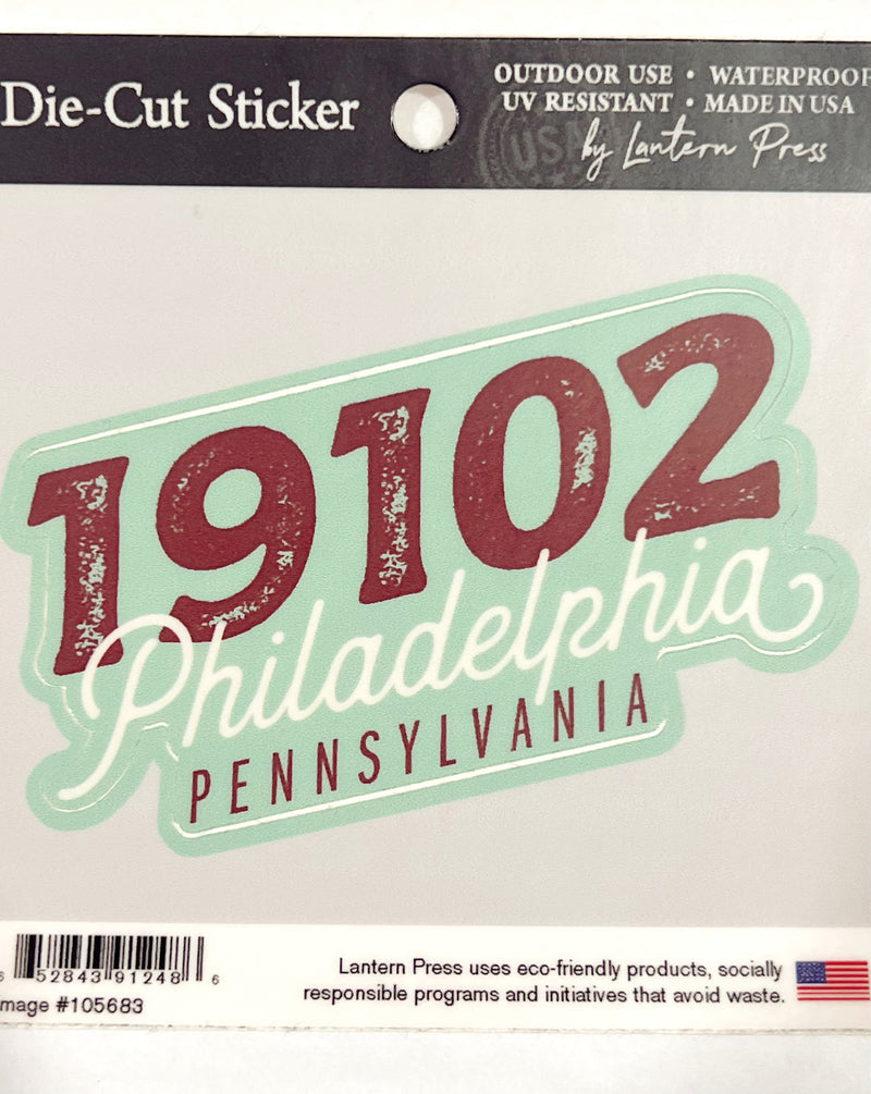 Philadelphia Zip Code Die-Cut Sticker - 19102