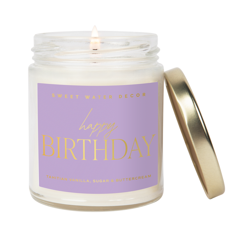 Happy Birthday Soy Candle - Clear Jar/Purple Label