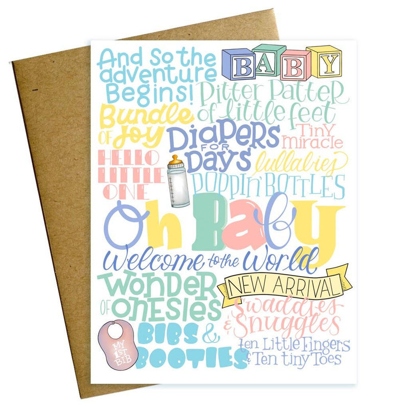 Oh Baby Words Mashup Shower Card