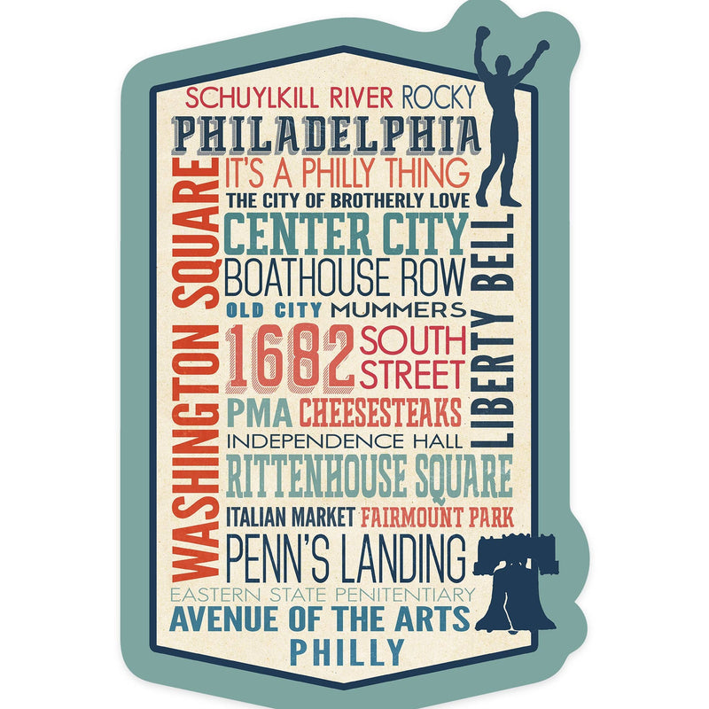 Philadelphia Typography Boxer Silhouette Sticker