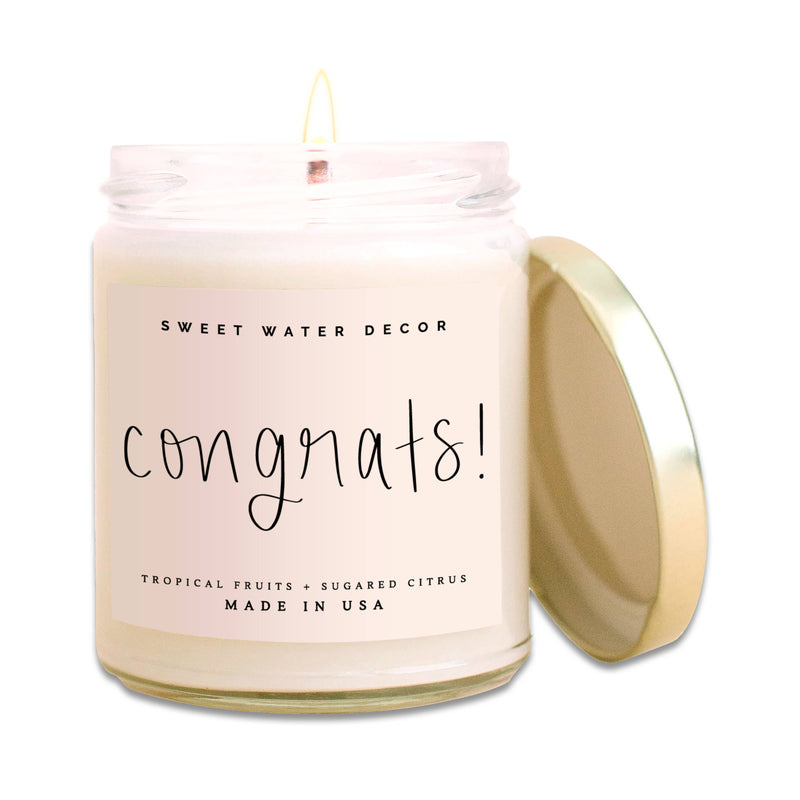 Congrats! Soy Candle - Clear Jar/Pink Label