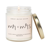 Mr. & Mrs. 9 oz Soy Candle - Clear Jar/Pink Label