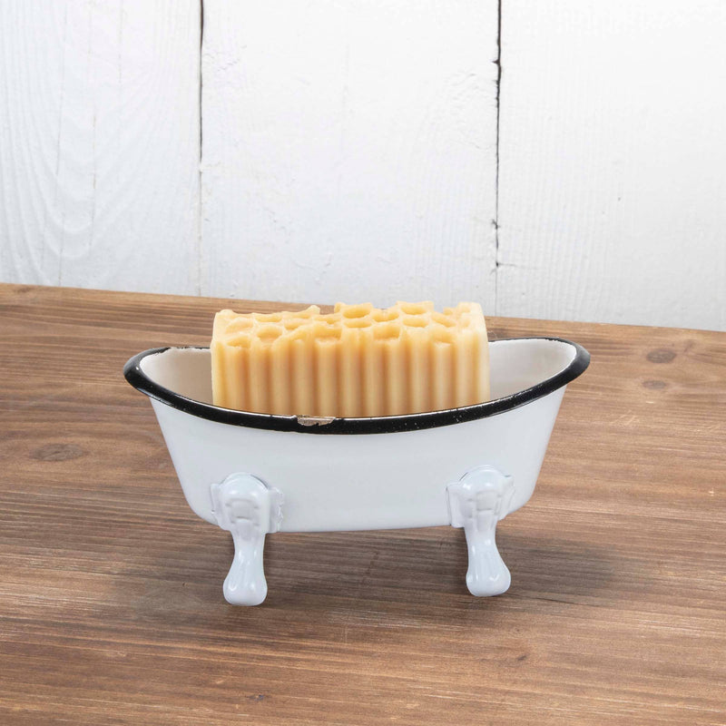 Black Rim White Enamel Bathtub Soap Dish